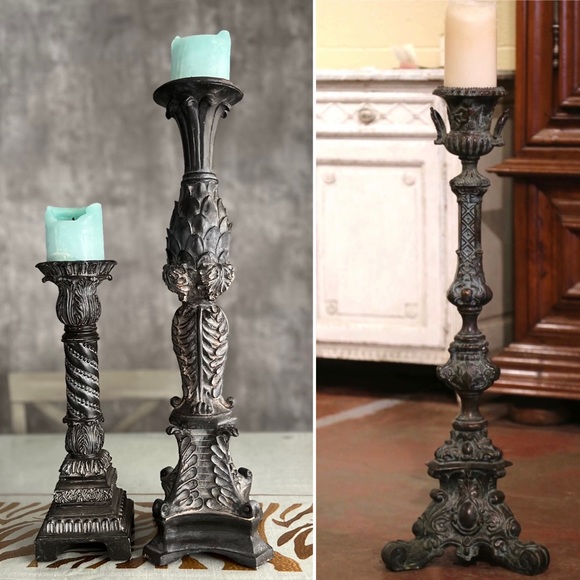 Z Gallerie Accents Two Vintage Royal Candle Holder Heavy Midcentury